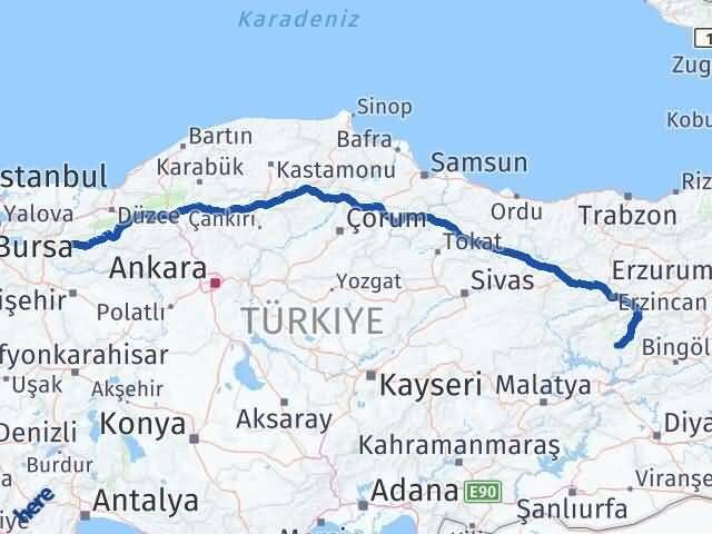 Tunceli Taraklı Sakarya Arası Kaç Km - Yol Haritası