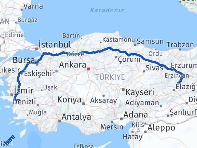 Tunceli Tire İzmir Arası Kaç Km - Yol Haritası