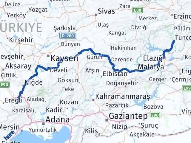 Tunceli Ulukışla Niğde Arası Kaç Km - Yol Haritası