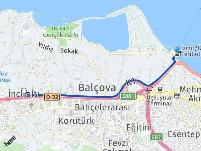 Üçkuyular Feribot İskelesi İnciraltı Arası Kaç Km - Yol Tarifi