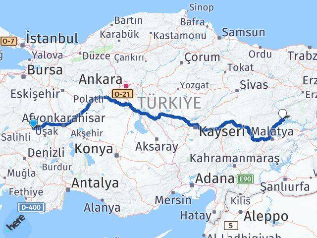 Uşak Ağın Elazığ Arası Kaç Km - Yol Haritası