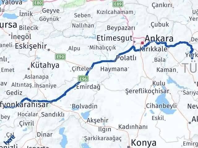 Uşak Akçakent Kırşehir Arası Kaç Km - Yol Haritası