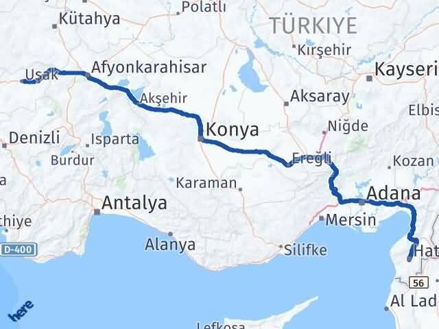 Uşak Antakya Hatay Arası Kaç Km - Yol Haritası