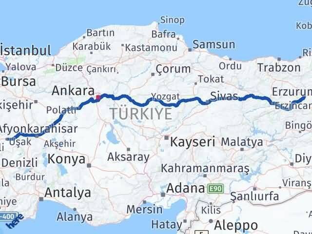 Uşak Aşkale Erzurum Arası Kaç Km - Yol Haritası