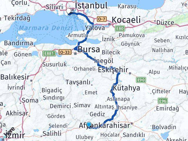 Uşak Bakırköy İstanbul Arası Kaç Km - Yol Haritası