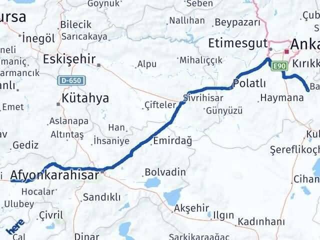 Uşak Bala Ankara Arası Kaç Km - Yol Haritası
