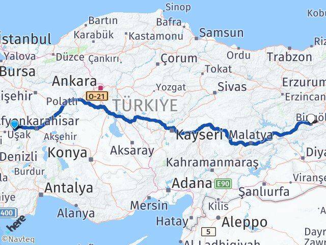 Uşak Banaz Bingöl Arası Kaç Km - Yol Haritası