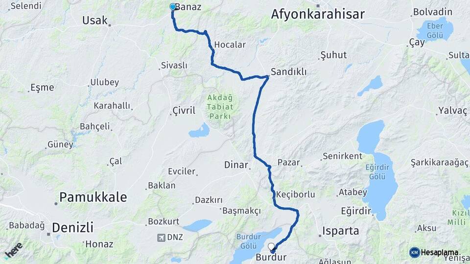 Banaz Burdur Arası Kaç Km - Yol Tarifi