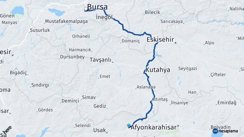 Banaz Bursa Arası Kaç Km - Yol Tarifi