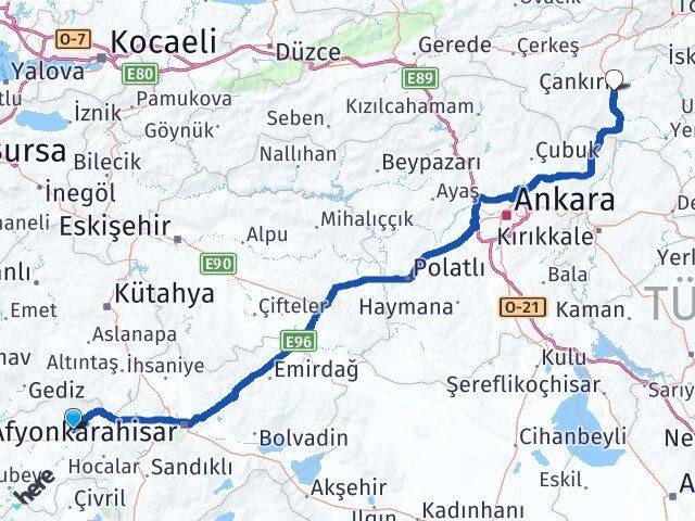 Uşak Banaz Çankırı Arası Kaç Km - Yol Haritası