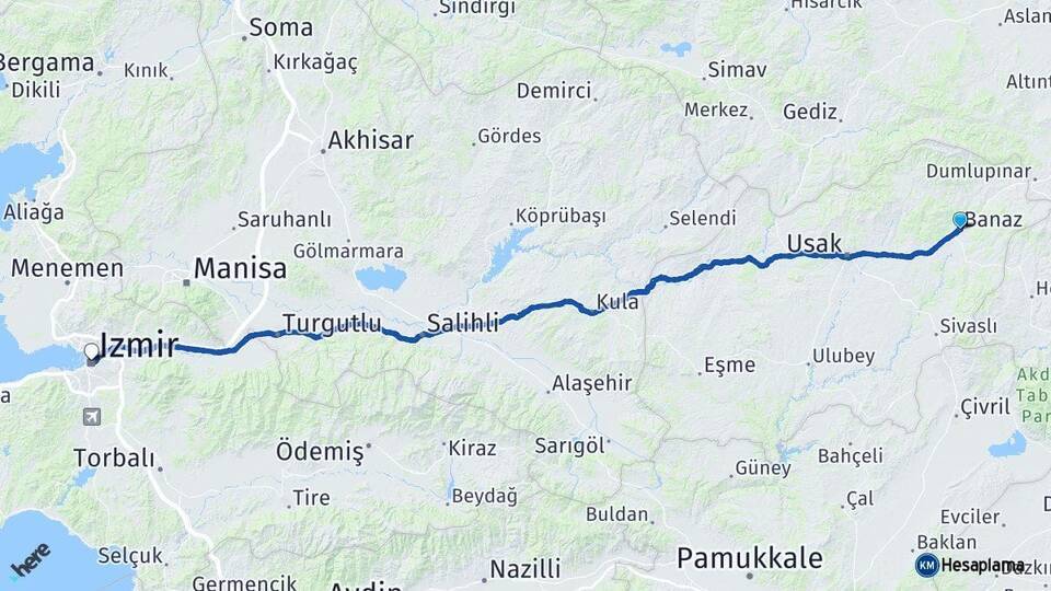 Banaz İzmir Arası Kaç Km - Yol Tarifi