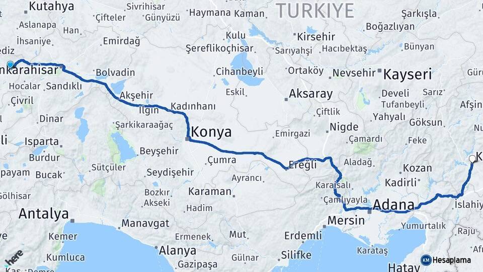 Uşak Banaz Kahramanmaraş Arası Kaç Km - Yol Haritası