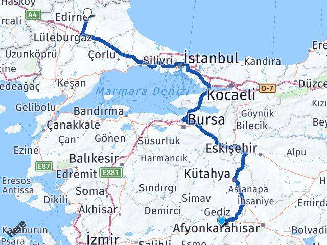 Uşak Banaz Kırklareli Arası Kaç Km - Yol Haritası