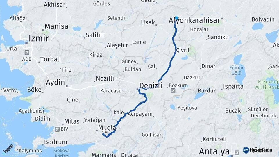 Banaz Muğla Arası Kaç Km - Yol Tarifi
