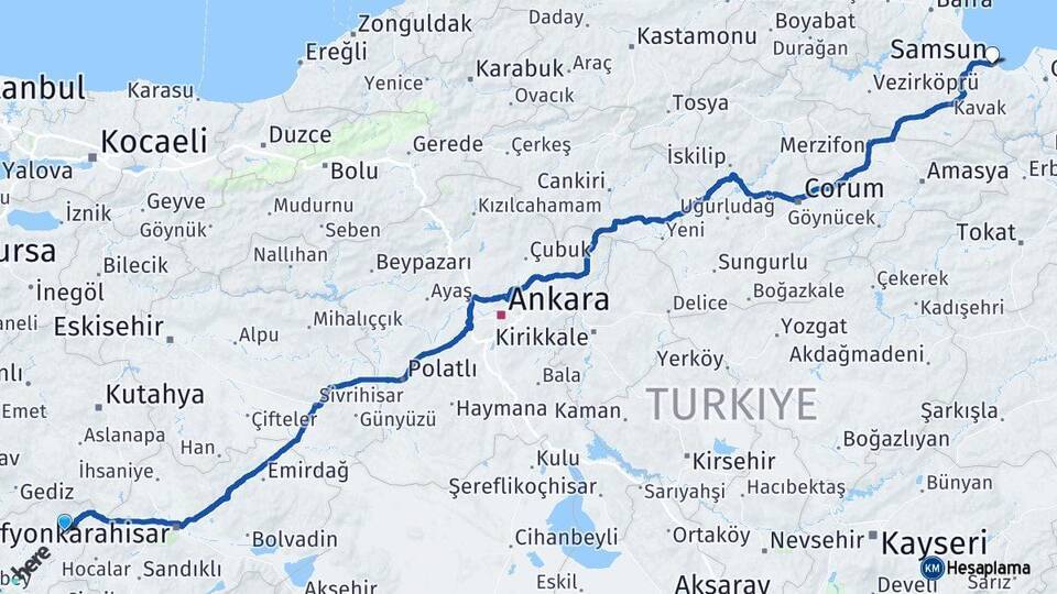 Banaz Samsun Arası Kaç Km - Yol Tarifi
