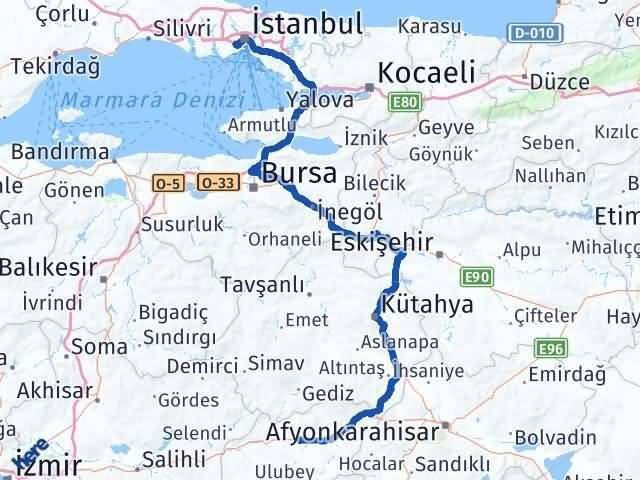 Uşak Bayrampaşa İstanbul Arası Kaç Km - Yol Haritası