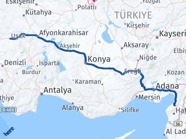 Uşak Belen Hatay Arası Kaç Km - Yol Haritası