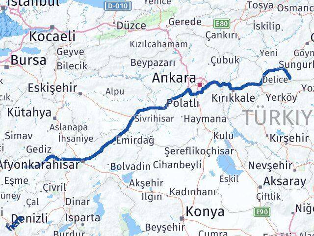 Uşak Boğazkale Çorum Arası Kaç Km - Yol Haritası
