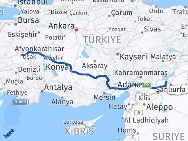 Uşak Bozova Şanlıurfa Arası Kaç Km - Yol Haritası