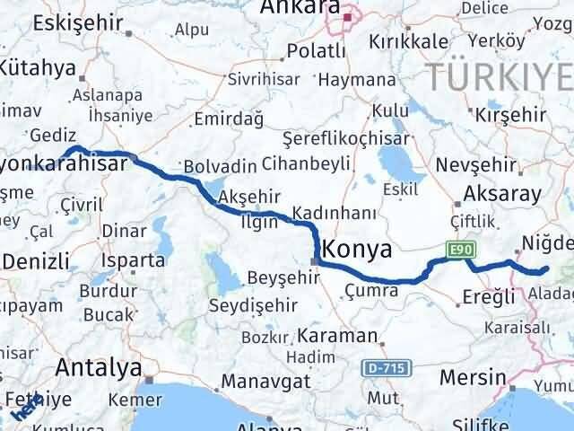 Uşak Çamardı Niğde Arası Kaç Km - Yol Haritası