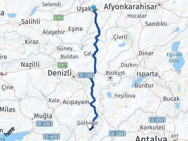 Uşak Çameli Denizli Arası Kaç Km - Yol Haritası
