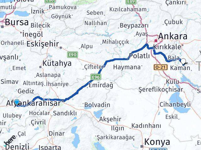Uşak Çelebi Kırıkkale Arası Kaç Km - Yol Haritası