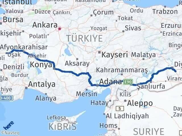 Uşak Çınar Diyarbakır Arası Kaç Km - Yol Haritası