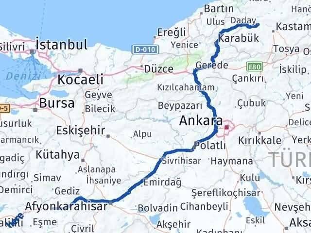 Uşak Daday Kastamonu Arası Kaç Km - Yol Haritası