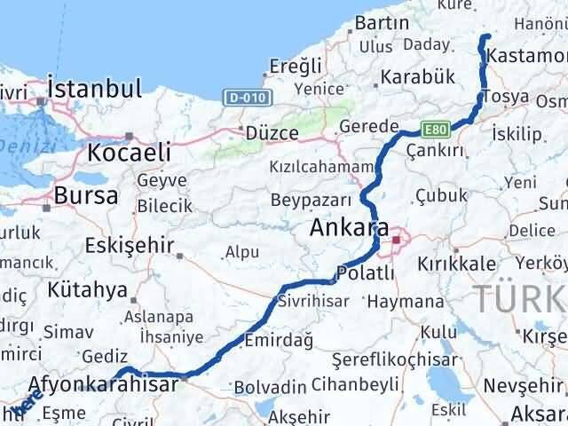 Uşak Devrekani Kastamonu Arası Kaç Km - Yol Haritası