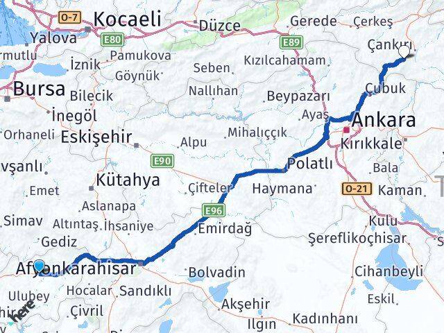 Uşak Eldivan Çankırı Arası Kaç Km - Yol Haritası