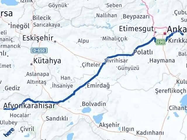 Uşak Elmadağ Ankara Arası Kaç Km - Yol Haritası