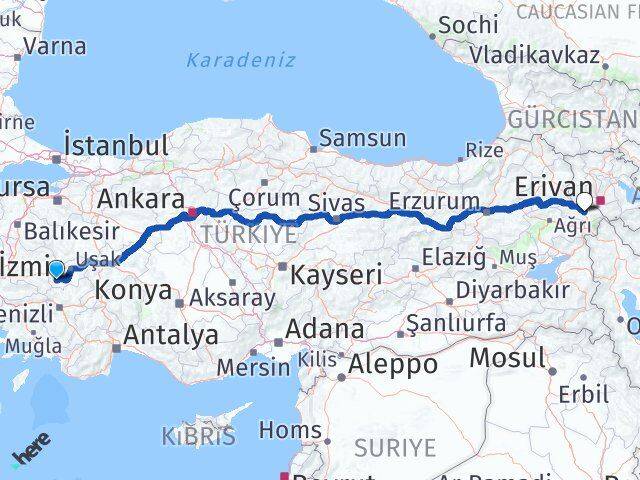 Uşak Eşme Iğdır Arası Kaç Km - Yol Haritası