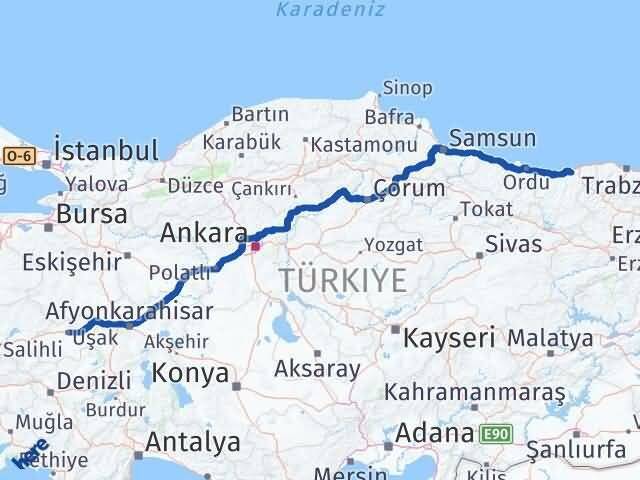 Uşak Espiye Giresun Arası Kaç Km - Yol Haritası