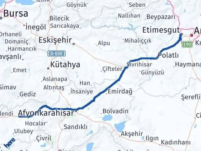 Uşak Etimesgut Ankara Arası Kaç Km - Yol Haritası