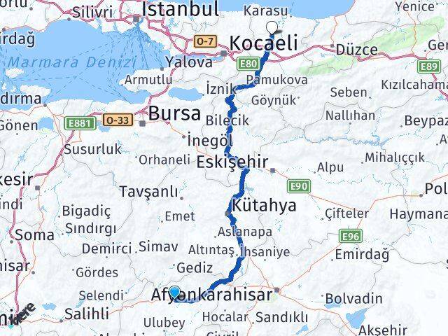 Uşak Ferizli Sakarya Arası Kaç Km - Yol Haritası