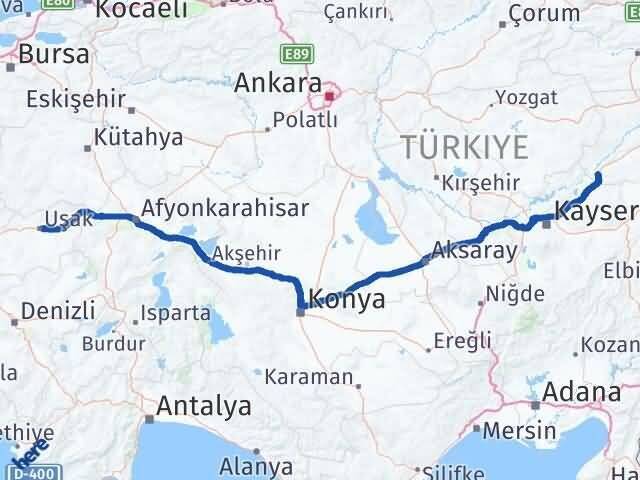Uşak Gemerek Sivas Arası Kaç Km - Yol Haritası