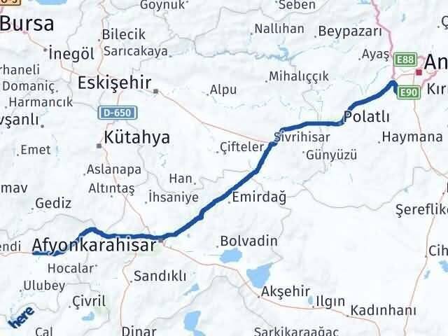 Uşak Gölbaşı Ankara Arası Kaç Km - Yol Haritası