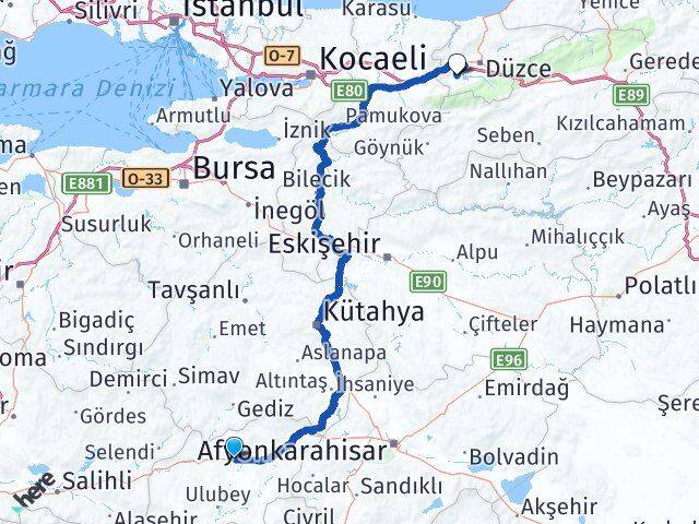 Uşak Gölyaka Düzce Arası Kaç Km - Yol Haritası