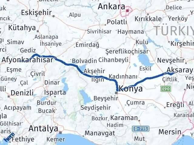 Uşak Gülağaç Aksaray Arası Kaç Km - Yol Haritası