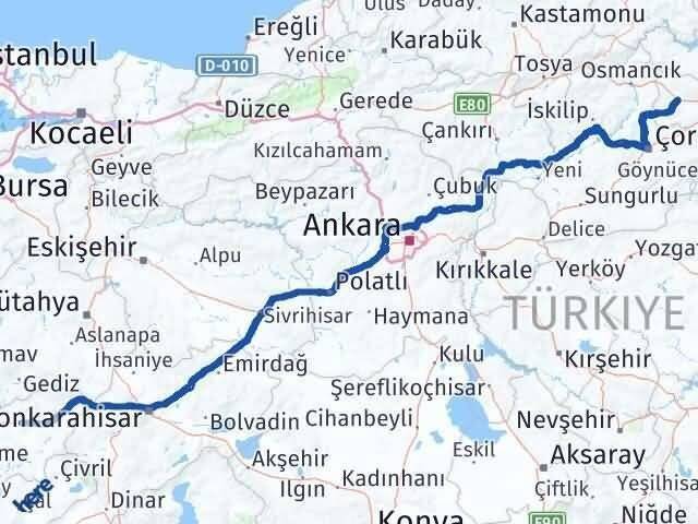 Uşak Gümüşhacıköy Amasya Arası Kaç Km - Yol Haritası