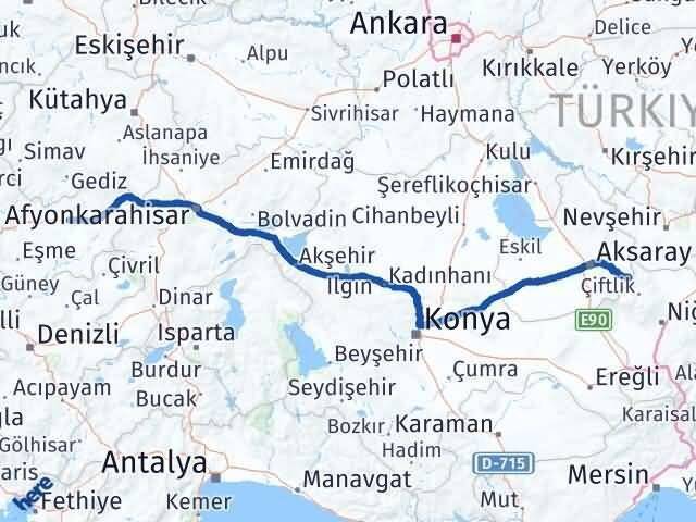 Uşak Güzelyurt Aksaray Arası Kaç Km - Yol Haritası