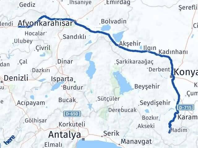 Uşak Hadim Konya Arası Kaç Km - Yol Haritası