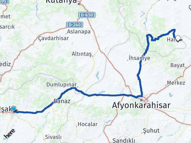 Uşak Han Eskişehir Arası Kaç Km - Yol Haritası