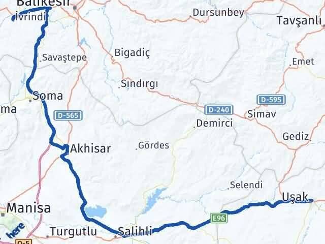 Uşak İvrindi Balıkesir Arası Kaç Km - Yol Haritası
