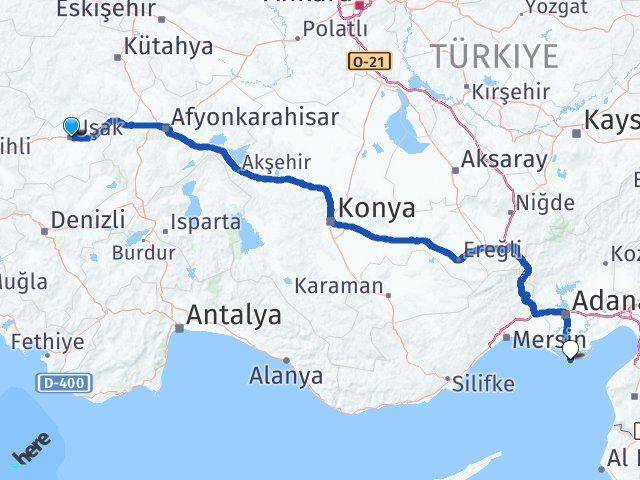 Uşak Karataş Adana Arası Kaç Km - Yol Haritası