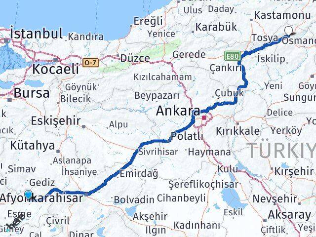 Uşak Kargı Çorum Arası Kaç Km - Yol Haritası