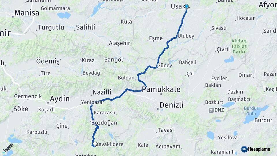 Uşak Kavaklıdere Muğla Arası Kaç Km - Yol Haritası