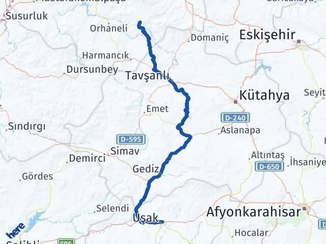 Uşak Keles Bursa Arası Kaç Km - Yol Haritası