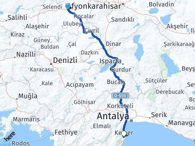 Uşak Kemer Antalya Arası Kaç Km - Yol Haritası