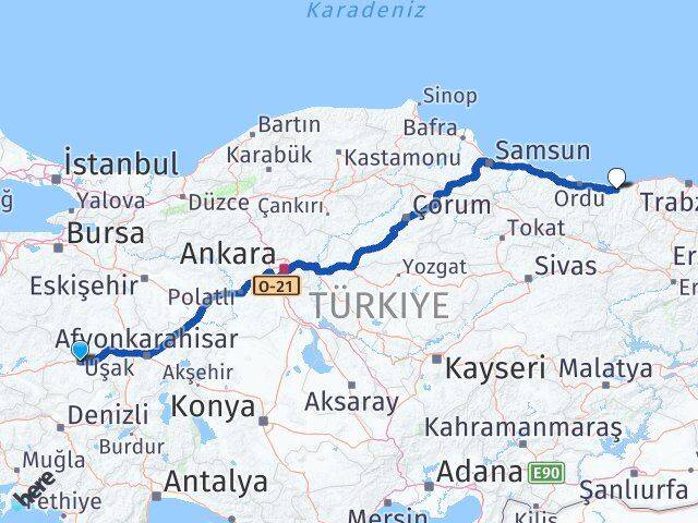 Uşak Keşap Giresun Arası Kaç Km - Yol Haritası